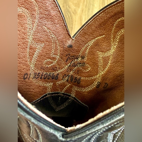 Vintage Tony Lama Black Boots Bullhide Size 8D EUC - Picture 5 of 6